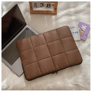 Korean quilted laptop sleeve 13 15 inch minimalist solid color down feel protective bag