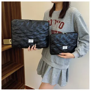 Korean style quilted laptop sleeve, lightweight protective bag for 13 and 14 inch laptops.