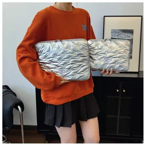 Korean style quilted laptop sleeve 13 14 inch cute bow pattern lightweight protective bag