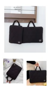 Quilted laptop bag 11 14 inch stylish lightweight notebook sleeve protective case black