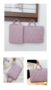 Quilted laptop sleeve korean style lightweight notebook protective bag multi-color optional