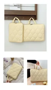 Quilted laptop bag 11 14 inch cute padded notebook sleeve lightweight portable handle case
