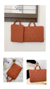 Quilted laptop sleeve Korean style lightweight notebook protective bag 11 14 inch