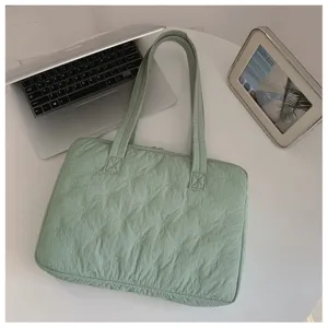 Sac cabas epaule matelasse noeud style coreen pour ordinateur portable 14 pouces et tablette.
