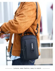 Wasserdichte USB Herren Brusttasche Umhaengetasche Outdoor Schultertasche taeglich neu