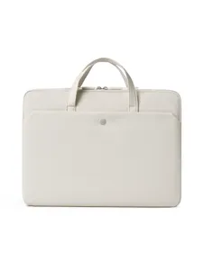 Borsa per laptop beige con manici, custodia protettiva per computer portatili da 14 a 16.