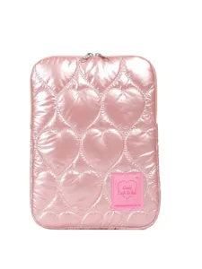 Rosa metallisch gesteppte Laptoptasche 13 15 Zoll niedliches Herzmuster Notebook Schutzhülle
