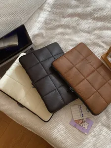 Korean style quilted laptop sleeve 13 15 inch notebook protective bag solid color