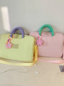 Nylon Textured Tote Bag Large Capacity Laptop Bag Casual Commuter Shoulder Bag With Pleated Design For Women