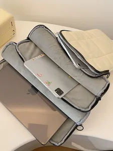 Korean quilted laptop sleeve 13 15 inch padded notebook case minimalist solid color pouch