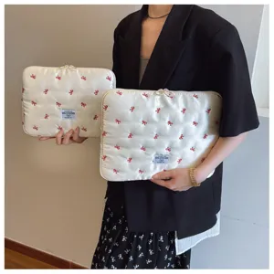Korean ins style bow embroidered laptop sleeve 14 inch portable waterproof bag for women