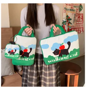 Cute cat laptop sleeve korean style student commuter ipad tablet handbag storage bag