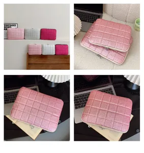 Glitter quilted laptop sleeve case 13 inch fashion sparkling notebook bag for MacBook Pro Air.