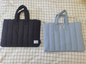 Korean style quilted laptop bag, lightweight space cotton handbag for 11 13 inch tablet notebook.