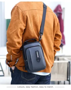 Detailansicht der wasserdichten Herren Brusttasche, multifunktionales Schulter Design.