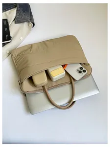 Korean quilted 14-inch laptop bag sleek protective sleeve business commuter women handbag