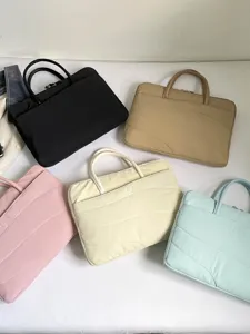 Korean style quilted laptop bag 14 inch thin shockproof briefcase minimalist commuting women