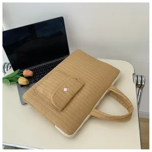 Quilted laptop bag lightweight solid color handle sleeve for 15 inch student use new