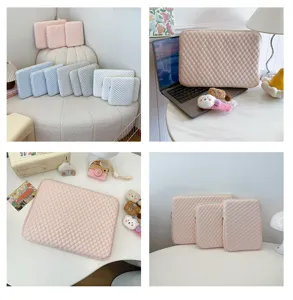 Korean ins quilted laptop sleeve 14 15.6 inch cute aesthetic tablet storage bag protective cover