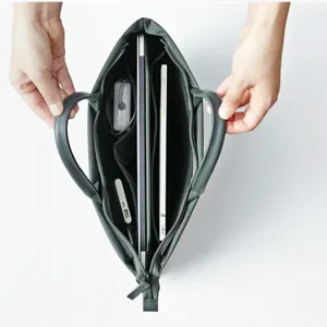 Minimalistische dunkelgrüne Laptoptasche 14 Zoll, wasserdichte Business Aktentasche mit Fächern.
