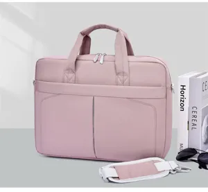 Pink laptop bag 16 inch business briefcase commuter shoulder bag for men and women stylish