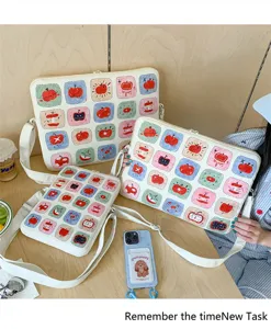 Borsa per laptop con stampa mela carina in stile coreano con tracolla per iPad 9 11 14 16 pollici