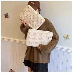 Korean cute pink strawberry laptop sleeve quilted padded tablet case aesthetic cover bag