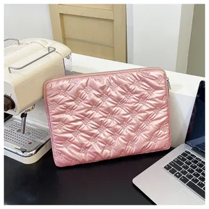 Custodia protettiva per laptop rosa trapuntata con fiocco stile balletto dolce 13.3 14 pollici