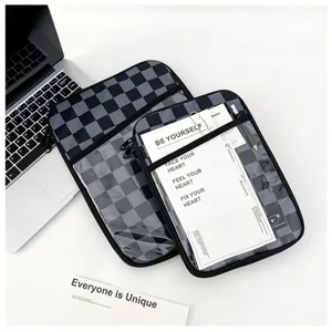 Korean style checkerboard plush anti-shock iPad sleeve tablet protective storage case view