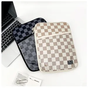 Korean style checkered plush shockproof ipad laptop inner bag sleeve tablet organizer bag
