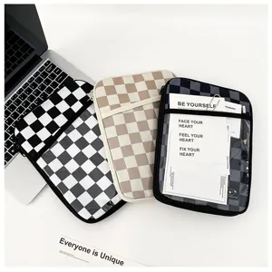 Korean style checkerboard plush anti-shock iPad sleeve tablet storage protection bag