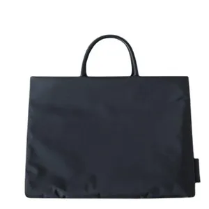 Schwarze minimalistische Business Laptoptasche, wasserdichte Nylon Arbeitstasche 14 Zoll.