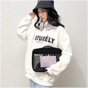 Funda negra con ventana transparente para laptop bolsa de almacenamiento minimalista