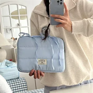Funda Acolchada Para Portátil De 14 Pulgadas Lazo Bonito Rellena Color Azul Claro