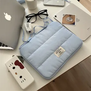 Funda para ordenador portátil a rayas azules estilo Coreano con lazos de catorce pulgadas.
