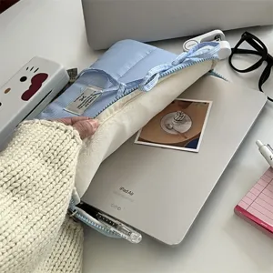 Funda para portátil de rayas azules con lazo de 14 pulgadas bolsa para tableta forro de felpa
