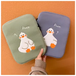 Cute duck embroidered ipad tablet sleeve protective case with lovely design for apple devices.