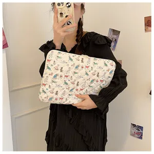 Niedliche Welpen Muster Laptoptasche Koreanischer Stil gesteppte Tablet Tasche 13 15 Zoll.