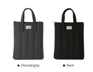 Padded laptop tote bag space cotton 13 inch notebook sleeve with handles charcoal black