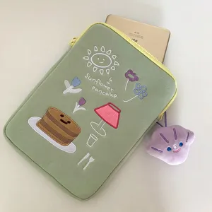 Koreanisch Ins Stil Süße Cartoon Stickerei Laptop Hülle Baumwolle Plüsch Tablet Tasche Tragbare Computertasche