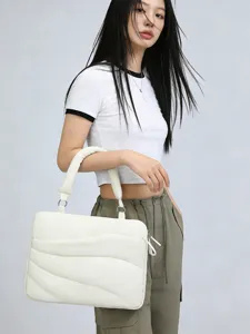 Korean Style Cloud Puffer Laptop Bag Waterproof Lightweight Commuter Briefcase Quilted Padded Shoulder Bag