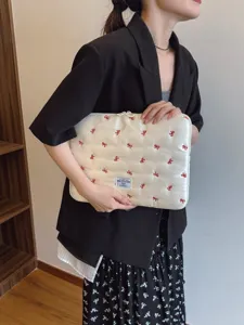 Korean Ins Style Bow Embroidery Polyester Laptop Sleeve Waterproof And Shockproof Computer Bag For Women