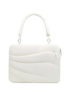 White quilted cloud laptop bag, lightweight commuter handbag, fashionable shockproof iPad sleeve.