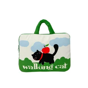 Korean Cute Laptop Bag Cat Print Tablet Sleeve Portable Student Commute Handbag
