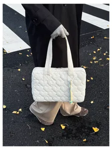 Borsa shopper matelassé cuore donna moda grande capacita casual spalla computer borsa bianca