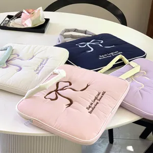 Cute embroidered bow laptop sleeve bag ins style quilted tablet storage bag for 11 13 15 inch