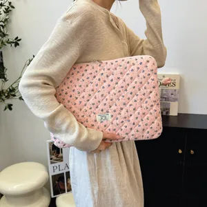 Koreanischer Stil Blumen gesteppte Laptoptasche süße Tablet Aufbewahrung Tasche Etui