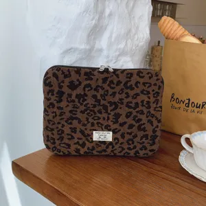 Leopardenmuster Laptoptasche Ästhetische Gepolsterte Computertasche Mit Reißverschluss Für Damen Tägliche Büro Arbeit Aufbewahrungstasche