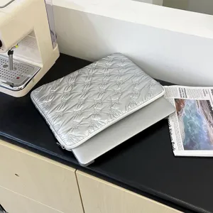 Custodia per laptop trapuntata argentata 14 pollici grazioso motivo fiocco donna