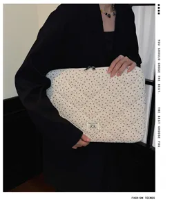 Korean floral quilted laptop sleeve 13 inch ipad protective bag stylish lightweight.